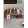 Image 2 : BRAND NEW HAND MADE NATIVE COPPER BRACELET WITH BOX, AND NATIVE BONE NECKLACE WITH LEATHER AND HEMAT