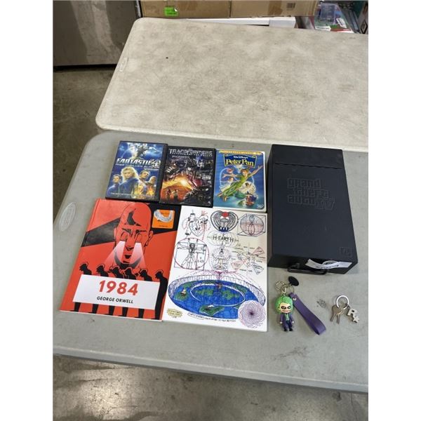 COLLECTIBLE METAL GTA SECURITY BOX WITH COFFEE TABLE BOOKS AND DVDS ETC