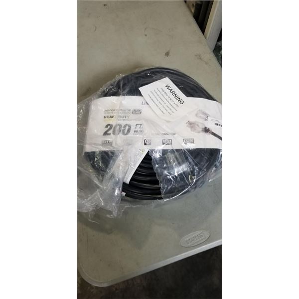 HEAVY DUTY 200 FT LIGHTED BLACK EXTENSION CORD. 10AWG/3C
