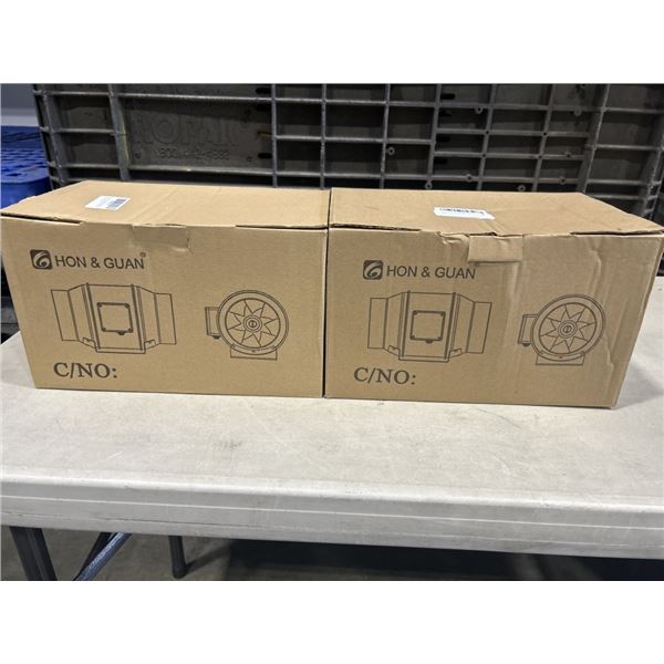 2 NEW HON&GUAN 3 INCH INLINE FANS. MODEL HF-75S