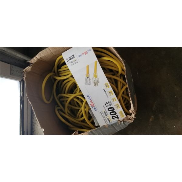 200 FT HEAVY DUTY LIGHTED YELLOW EXTENSION CORD. 10AWG/3C