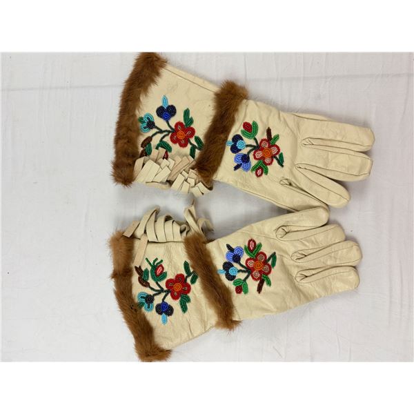 Beaded Leather Gloves