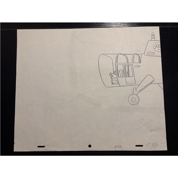 Original 1990s/2000s Cartoon Helicopter Drawing