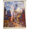 Image 1 : Signed European Winter Streetscape Art Print