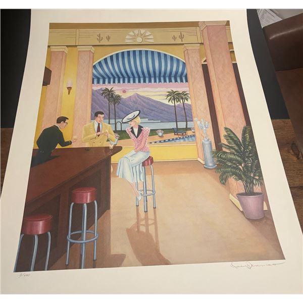 Signed Art Deco Resort Scene Print 3/100
