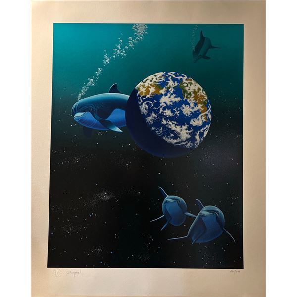 Schimmel Signed Serigraph Our Home Too II Dolphins