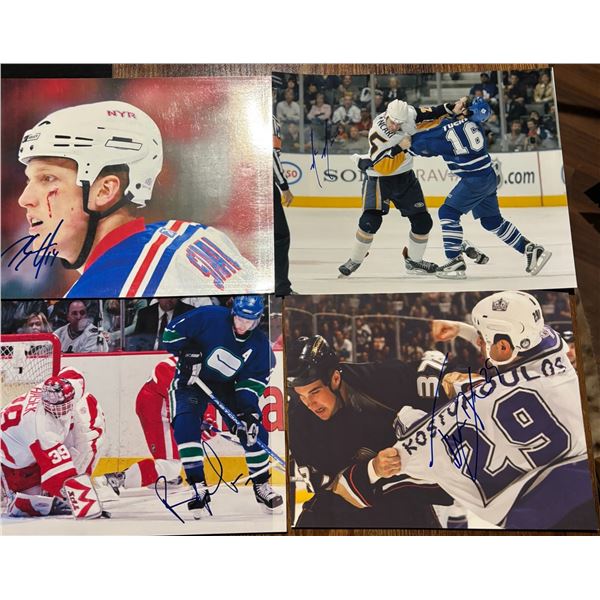 4 Signed NHL Hockey Action Photos