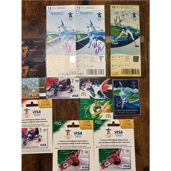 2010 Vancouver Olympics Signed Tickets & Card Set