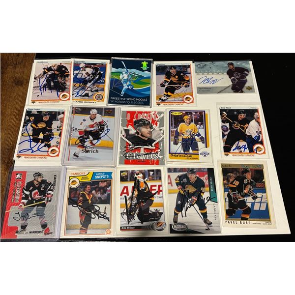 Signed NHL Hockey Cards Collection Canucks Bure
