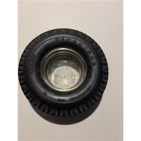 Firestone Tire Ashtray Glass Insert Rubber Tire