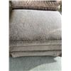 Image 2 : Upholstered Armchair With Matching Ottoman In Light Grey Fabric