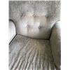 Image 3 : Upholstered Armchair With Matching Ottoman In Light Grey Fabric