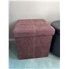 Image 2 : Square Fabric and Round Faux Leather Storage Ottomans, Brown and Black, Set of 2