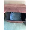 Image 3 : Square Fabric and Round Faux Leather Storage Ottomans, Brown and Black, Set of 2