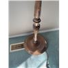 Image 2 : Wood Floor Lamp With Red Pleated Fabric Shade, 62 Inches High, Dual Socket