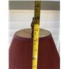 Image 6 : Wood Floor Lamp With Red Pleated Fabric Shade, 62 Inches High, Dual Socket