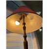 Image 7 : Wood Floor Lamp With Red Pleated Fabric Shade, 62 Inches High, Dual Socket