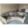Image 1 : Three-Seat Curved Sectional Sofa With Pillows, Upholstered, 35" Deep, 26" High, 102" Wide