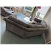 Image 6 : Three-Seat Curved Sectional Sofa With Pillows, Upholstered, 35" Deep, 26" High, 102" Wide