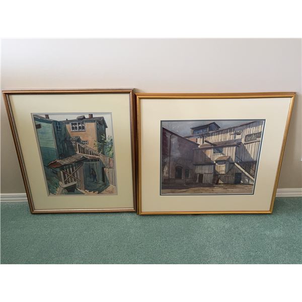 Framed Watercolour Architectural Paintings, Both Signed, Approx. 21x24 Inches Each