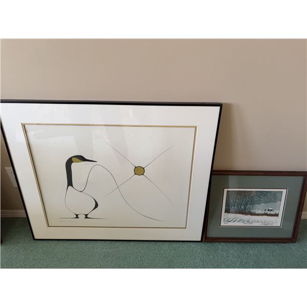 2 Framed Artworks: Benjamin Chee Chee Goose Print & G.P. Fothergill 'Homestead' 3/50