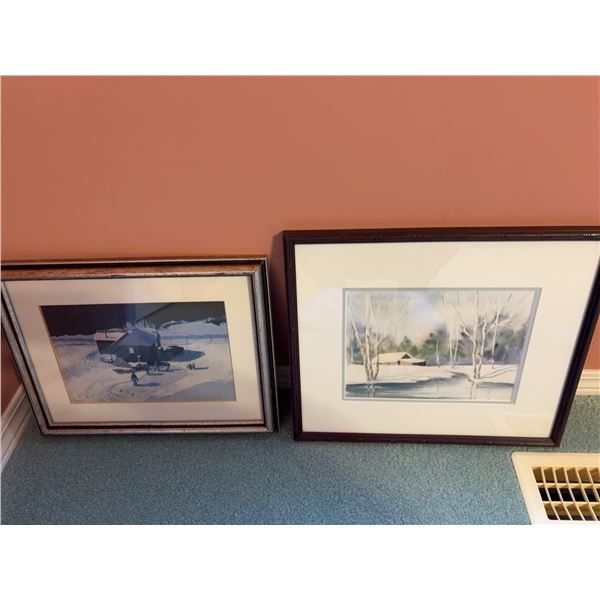 Two Framed Winter Landscape Prints Including Peter Shostak c. 1980, 13x16 and 15x18 in