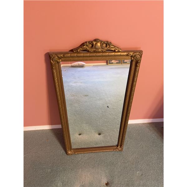 Rectangular Ornate Gold Framed Wall Mirror, Approx. 29.5" x 17.5"