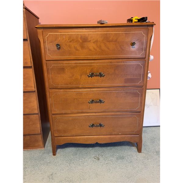 Four Drawer Solid Wood Dresser with Brass Hardware, 42"H x 32"W