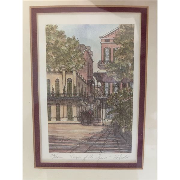 H. Wheeler Signed Print "Corner of the Square" 38/2000 Framed Art