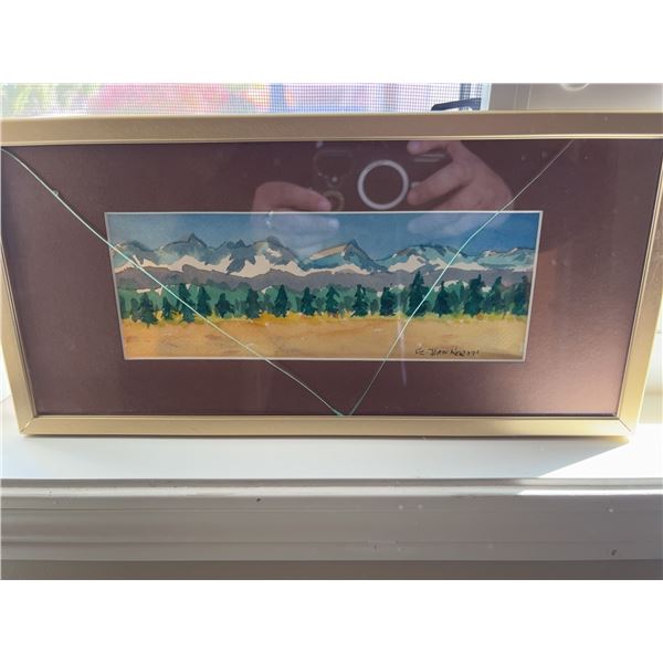 E. Jean Knutti Mountain Landscape Watercolour Painting, Framed 14" x 8"