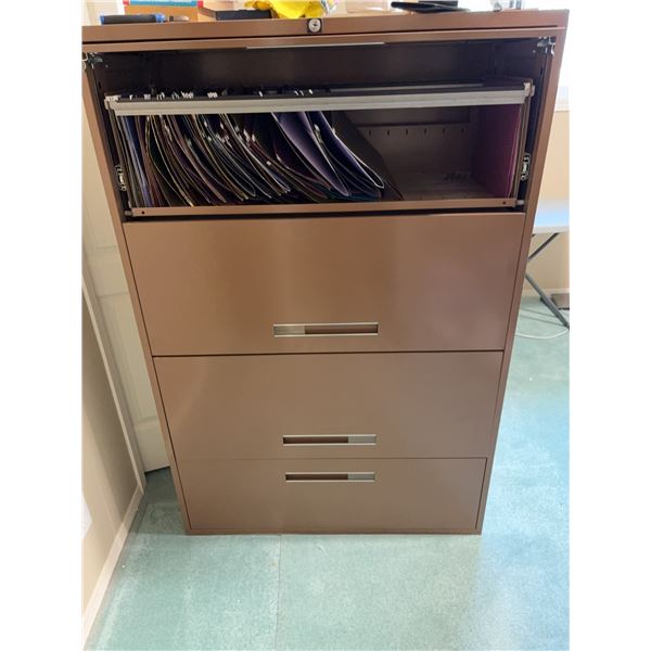 Brown Metal 4-Drawer Lateral Filing Cabinet 53"H x 36"W x 18"D
