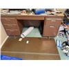 Image 1 : Brown Metal Solid Desk with Five Drawers, Laminate Top, and Accessories