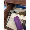 Image 4 : Brown Metal Solid Desk with Five Drawers, Laminate Top, and Accessories