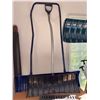 Image 2 : Yard Tool Lot: Two Push Brooms, Garage Broom, Two Snow Shovels, 67-Inch Handle