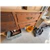 Image 3 : Garage Lot With Wooden Dresser, Metal Shelving, Mini Fridge, Storage Bins and All Contents