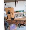 Image 4 : Garage Lot With Wooden Dresser, Metal Shelving, Mini Fridge, Storage Bins and All Contents