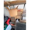 Image 6 : Garage Lot With Wooden Dresser, Metal Shelving, Mini Fridge, Storage Bins and All Contents