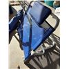 Image 10 : Coleman Cooler With Lid, Folding Blue Beach Chair, Green Striped Lawn Chair