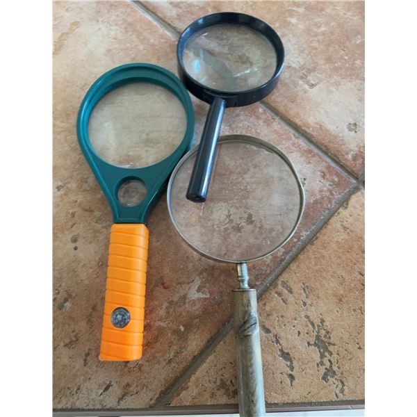 Three Handheld Magnifying Glasses Assorted Styles and Handles