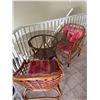 Image 3 : Rattan and Glass Dining Set With four Chairs and Cushions