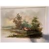 Image 4 : Signed Floegen Landscape Oil Painting of Cottage by Pond, Framed, 69x49 cm