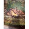 Image 7 : Signed Floegen Landscape Oil Painting of Cottage by Pond, Framed, 69x49 cm