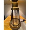 Image 3 : Mid-Century Brass and Black Metal Table Lamp with Pleated Fabric Shade