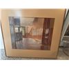 Image 1 : Framed Watercolour of Sunlit Interior Staircase Signed Lower Right