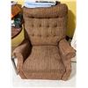 Image 1 : Brown Upholstered High-Back Recliner Armchair with Tufted Backrest