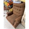 Image 2 : Brown Upholstered High-Back Recliner Armchair with Tufted Backrest