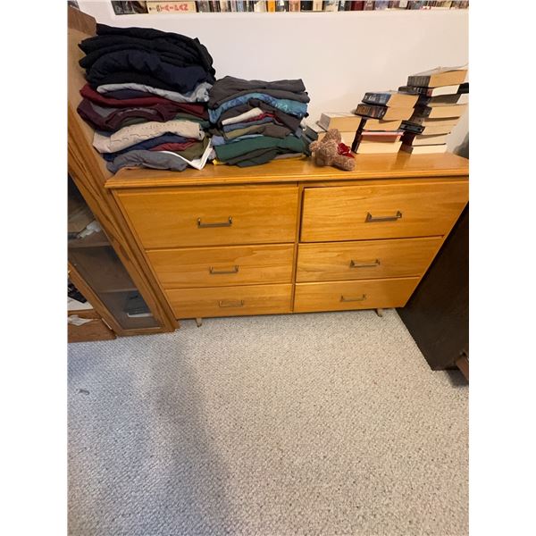 Wood Dresser with Six Drawers, Light Finish, Approx. 52"W x 29"H