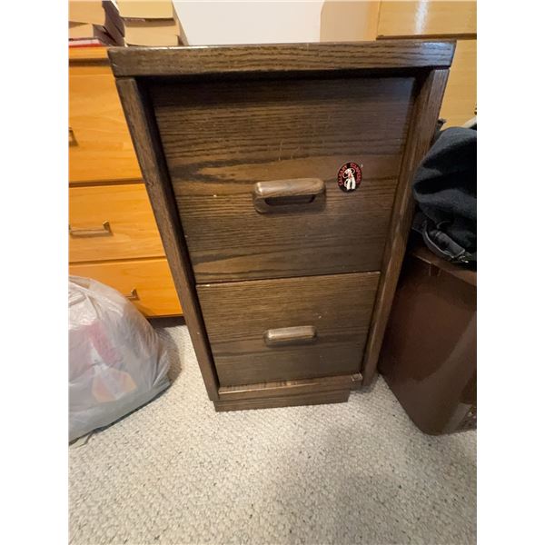 Wooden Two-Drawer File Cabinet with Oak Grain Finish 27x16x19 Inches