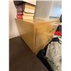 Image 3 : Three-Drawer Wood Dresser with Brass Handles, Measures 30 x 27 x 16 Inches