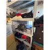 Image 1 : Plastic Shelving Unit With Assorted Clothing and Contents Included